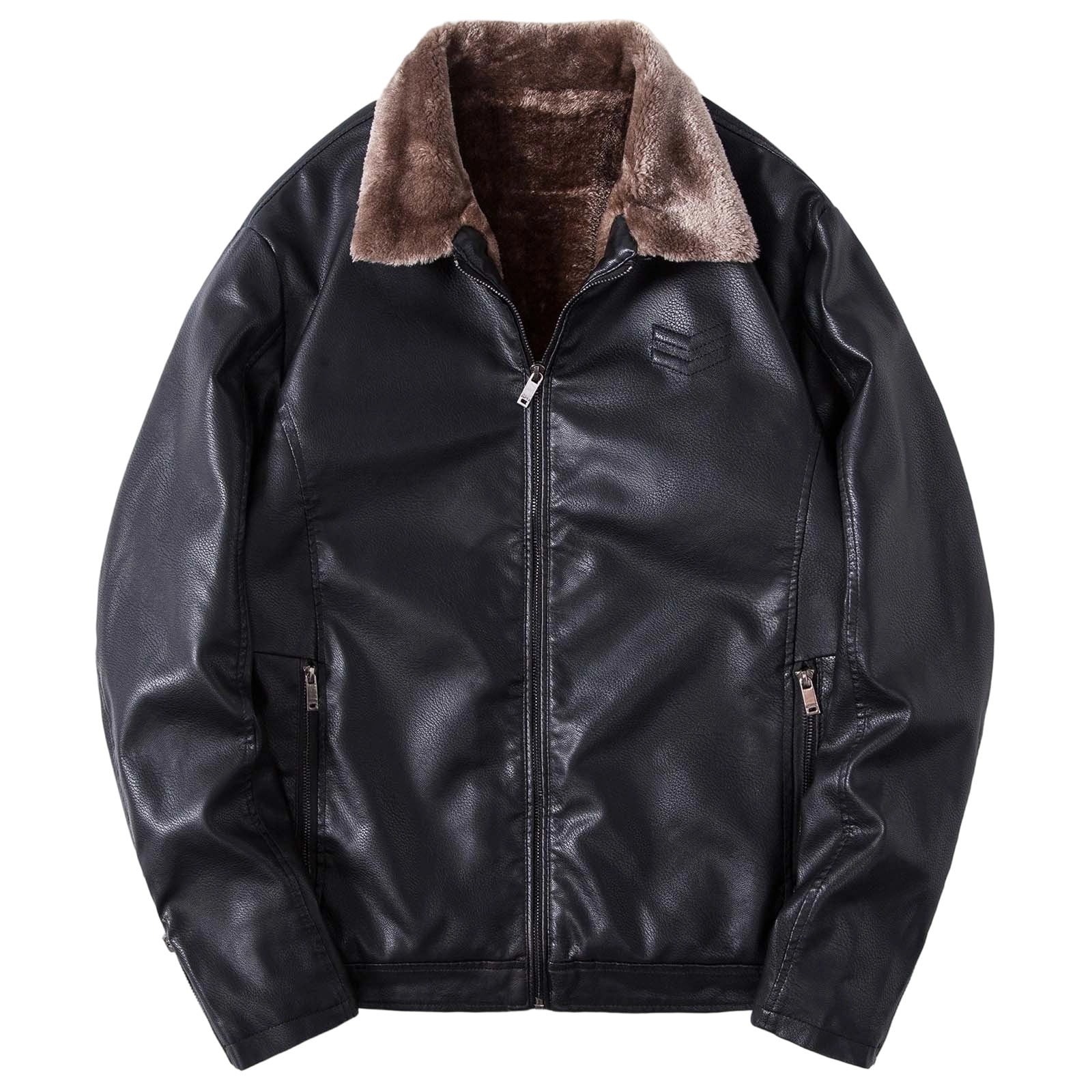 Daznico Jackets for Men,Casual Leather Jacket Winter Warm Shearling ...