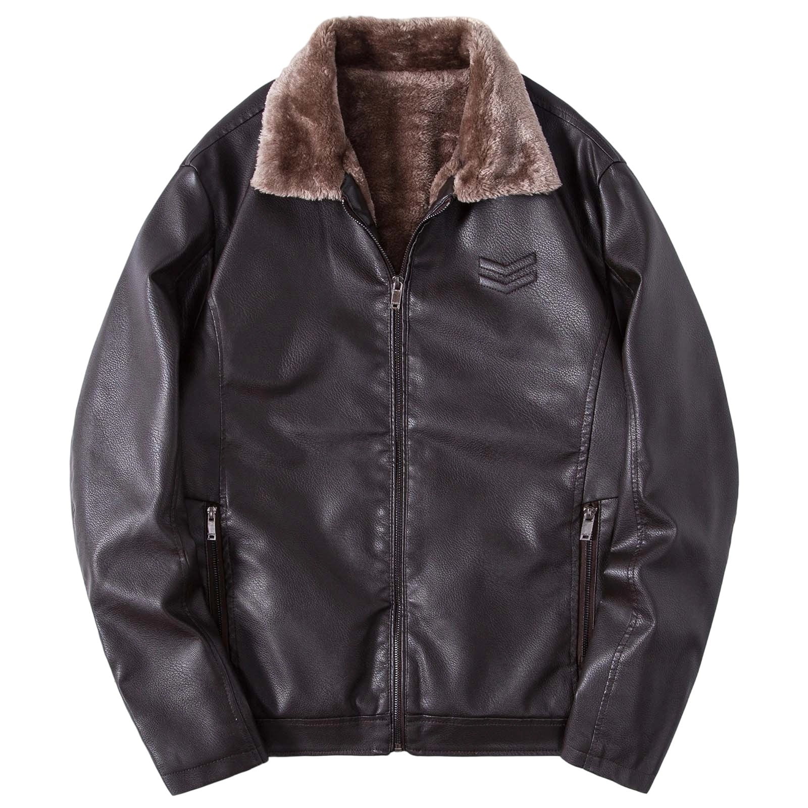 Daznico Jackets for Men,Casual Leather Jacket Winter Warm Shearling ...