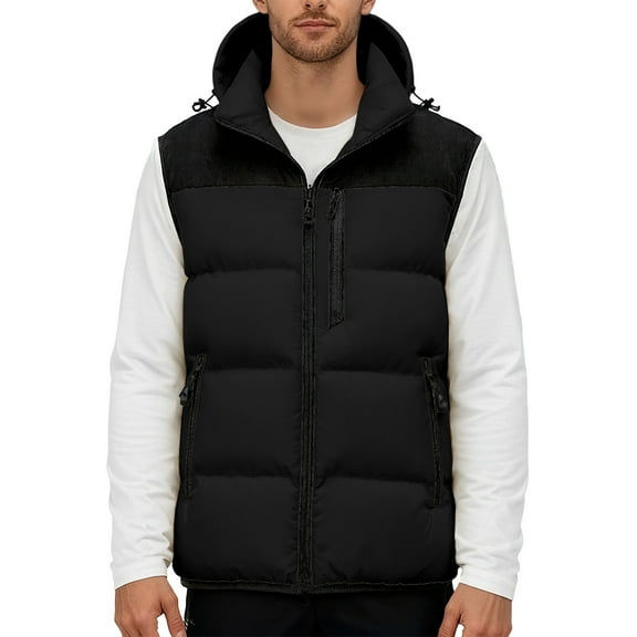 Daznico Jackets for Men,Detachable Hood Vest Pocket Outdoor Jacket Warm Winter Coats Windproof Lightweight Insulated Bodywarmer,Mens Winter Coats,Size:3XL