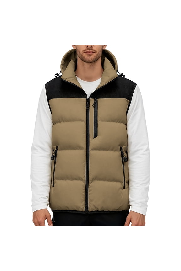 Jackets for Men,Detachable Hood Vest Pocket Outdoor Jacket Warm Winter Coats Windproof Lightweight Insulated Bodywarmer,Mens Winter Coats,Size:3XL