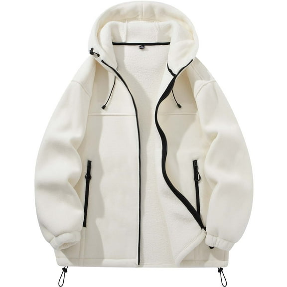 Daznico Jackets for Men, Jacket Winter Warm Outdoor Thermal Lined Hooded Coat Soft Breathable Windproof Lightweight Full Zip Active Sports,Mens Winter Coats,Size:M