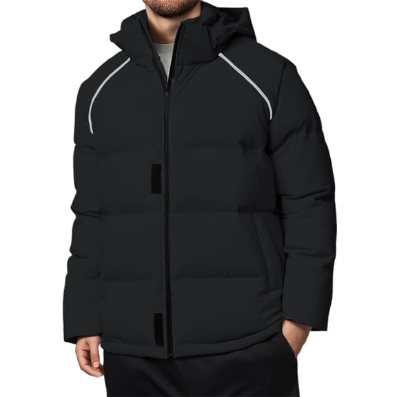 Daznico Jackets for Men,Heavyweight Hooded Coat Winter Warm Insulated Jacket with Detachable Outdoor Windproof Cold Weather,Mens Winter Coats,Size:3XL