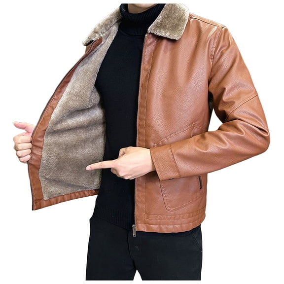 Daznico Jackets for Men,Jacket Classic Motorcycle Coat with Notch Lapel Collar Outerwear for Casual and Daily Wear Durable Stitching and Multiple Pockets Design,Mens Winter Coats,Size:M