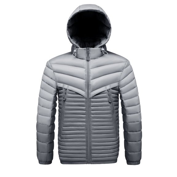 Daznico Jackets for Men,Lightweight Quilted Jacket with Detachable Hood Winter Warm Stand Collar Casual Thickened Outerwear Coat for Daily Use,Mens Winter Coats,Size:XL