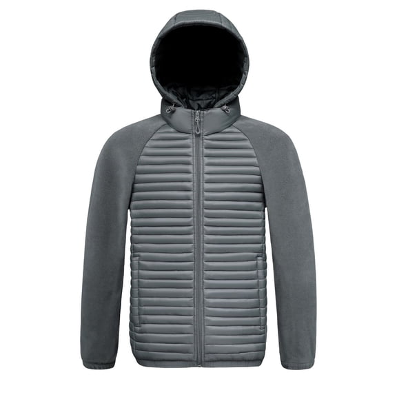 Daznico Jackets for Men,Lightweight Thermal Quilted Jacket for Detachable Hood Winter Warm Padded Coat Outdoor Casual Windproof Anorak Outerwear,Mens Winter Coats,Size:M