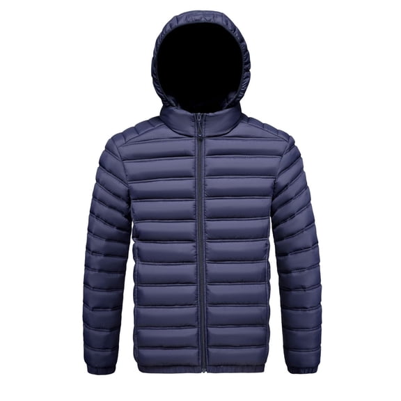 Daznico Jackets for Men,Lightweight Thermal Quilted Jacket for Detachable Hood Winter Warm Padded Coat Outdoor Cold Weather Windproof Comfortable Fit,Mens Winter Coats,Size:XL