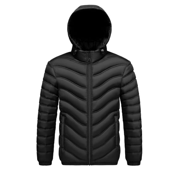 Daznico Jackets for Men,Lightweight Winter with Detachable Hood Lined Warm Insulated Jacket Windproof Cold Weather Outerwear Coat for Daily Casual,Mens Winter Coats,Size:M
