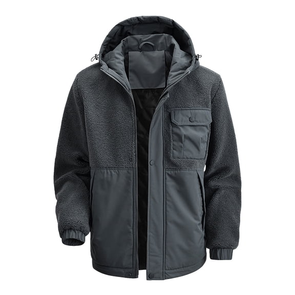 Daznico Jackets for Men,Outdoor Hooded Jacket Lightweight Windproof Softshell Pullover for Hiking Camping Casual Daily Wear Warm Comfortable,Mens Winter Coats,Size:M