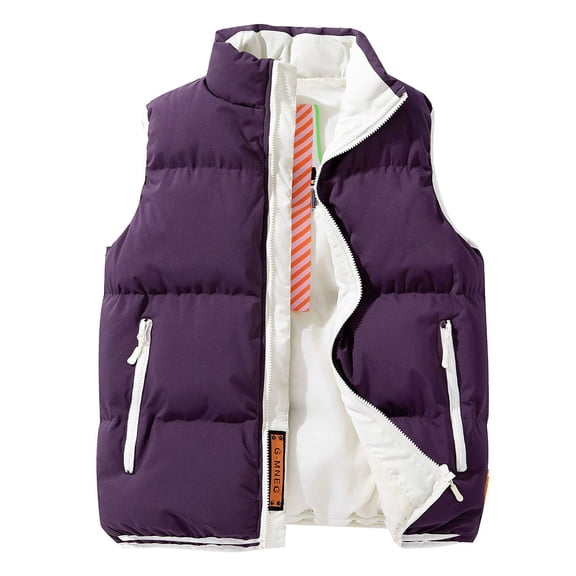 Daznico Jackets for Men,Quilted Vest Stand Collar Warm Insulated Design Winter Outerwear Couples' Lightweight Sleeveless Jacket for Cold Weather Layering,Mens Winter Coats,Size:L