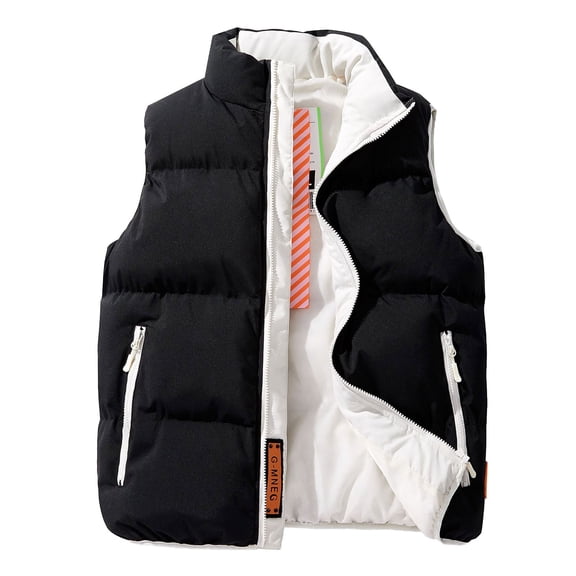 Daznico Jackets for Men,Quilted Vest Stand Collar Warm Insulated Design Winter Outerwear Couples' Lightweight Sleeveless Jacket for Cold Weather Layering,Mens Winter Coats,Size:L