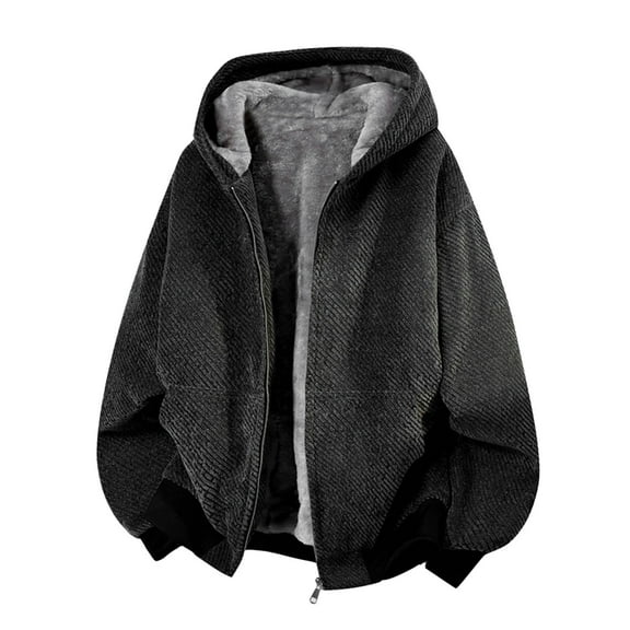Daznico Jackets for Men,Soft Hooded Jacket Twill Casual Loose Fit Outdoor Warm Zip Up Coat for Fall Winter Comfort Lightweight Versatile,Mens Winter Coats,Size:XL