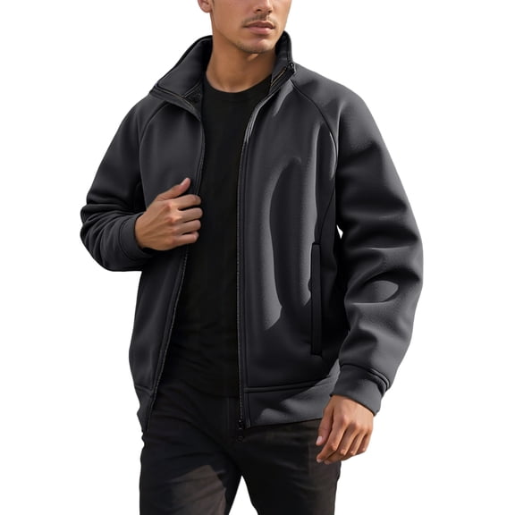 Daznico Jackets for Men,Stand Collar Jacket Lightweight Outdoor Windbreaker Softshell Active Sport Coat for Casual Daily Wear,Mens Winter Coats,Size:L