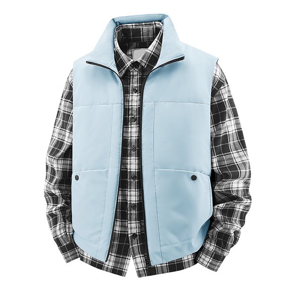 Daznico Jackets for Men,Stand Collar Outdoor Sport Casual Vest Jacket for Autumn Winter Lightweight Warm Padded Sleeveless Coat,Mens Winter Coats,Size:L