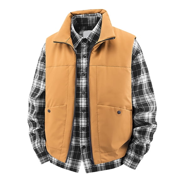 Daznico Jackets for Men,Stand Collar Outdoor Sport Casual Vest Jacket for Autumn Winter Lightweight Warm Padded Sleeveless Coat,Mens Winter Coats,Size:M