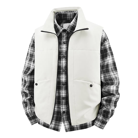 Daznico Jackets for Men,Stand Collar Outdoor Sport Casual Vest Jacket for Autumn Winter Lightweight Warm Padded Sleeveless Coat,Mens Winter Coats,Size:XXL