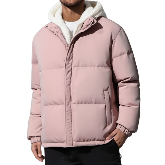 Daznico Jackets for Men,Winter Coat with Detachable Hood Warm Lined Jacket Outerwear for Cold Weather Windproof Thermal Padded,Mens Winter Coats,Size:4XL