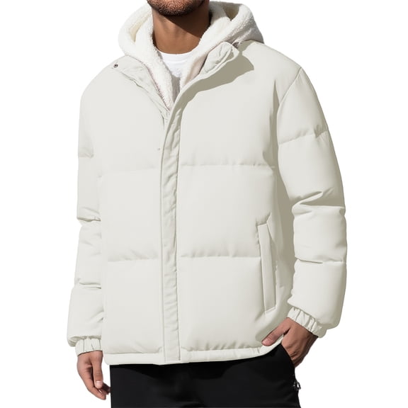 Daznico Jackets for Men,Winter Coat with Detachable Hood Warm Lined Jacket Outerwear for Cold Weather Windproof Thermal Padded,Mens Winter Coats,Size:XXL