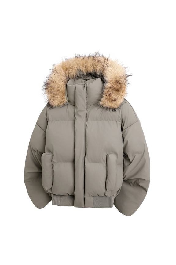 Jackets for Men,Winter Jacket with Detachable Hood Heavy Duty Insulated Coat for Cold Weather Water Outdoor Warm Padded Thermal Outerwear,Mens Winter Coats,Size:S