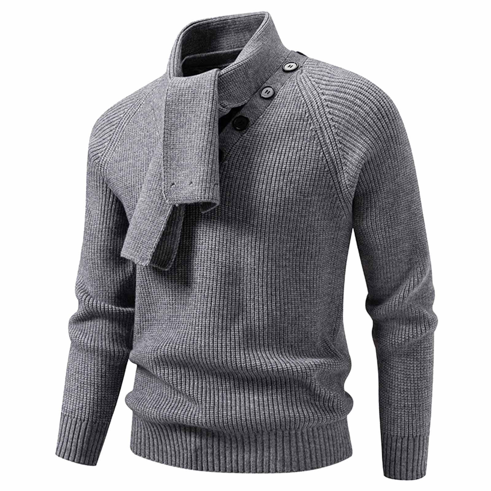 Daznico Jackets for Men,Winter Sweater Coat with Detachable Scarf Soft ...
