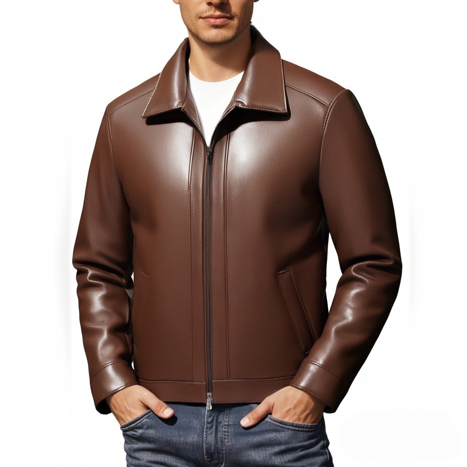 Daznico Jackets for Men,Casual Leather Jacket with Lapel Design and ...