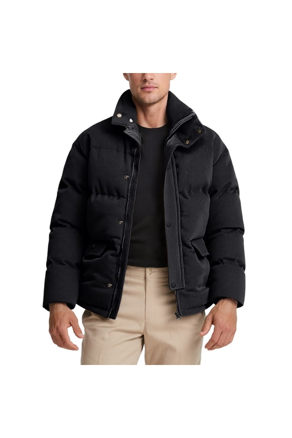 Jackets for Men,Corduroy Quilted Jacket Stand Collar Winter Warm Coat for Outdoor Windproof Cold Weather,Mens Winter Coats,Size:5XL