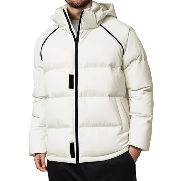 Daznico Jackets for Men,Heavyweight Hooded Coat Winter Warm Insulated Jacket with Detachable Outdoor Windproof Cold Weather,Mens Winter Coats,Size:XL