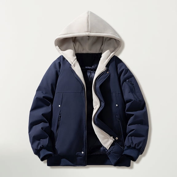 Daznico Jackets for Men,Men's Autumn and Winter Oversized Outdoor Casual Thickened Hooded Long Sleeved Jacket,Mens Winter Coats,Size:S