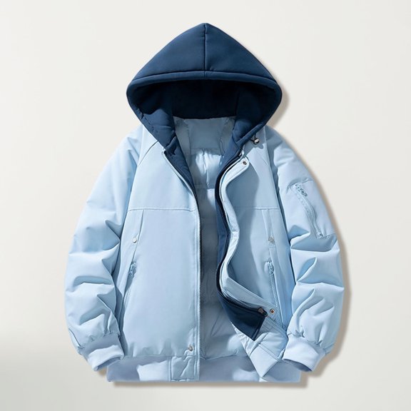 Daznico Jackets for Men,Men's Autumn and Winter Oversized Outdoor Casual Thickened Hooded Long Sleeved Jacket,Mens Winter Coats,Size:S