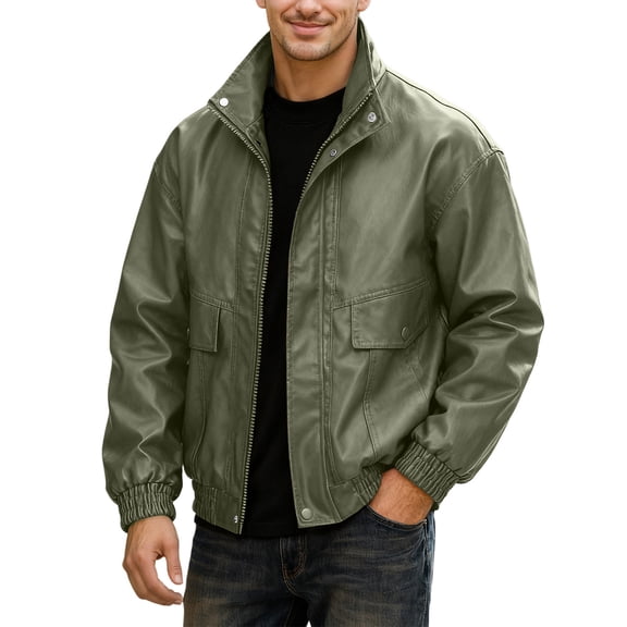 Daznico Jackets for Men,Men's Autumn and Winter Oversized Stand Collar Casual Jacket,Mens Winter Coats,Size:M