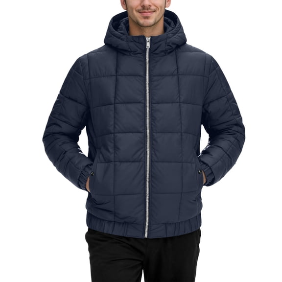 Daznico Jackets for Men,Men's Autumn and Winter Solid Colour Longline Thickened Hooded Casual Coat,Mens Winter Coats,Size:L