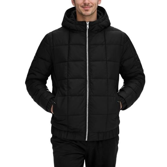 Daznico Jackets for Men,Men's Autumn and Winter Solid Colour Longline Thickened Hooded Casual Coat,Mens Winter Coats,Size:XXL