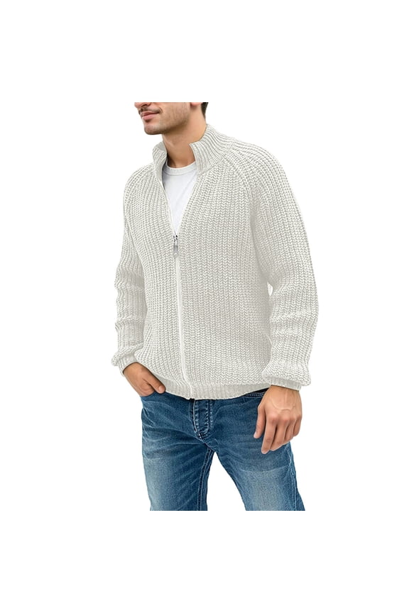 Jackets for Men,Men's Autumn and Winter Zip Up Half Turtleneck Solid Colour Casual Sweater Jacket,Mens Winter Coats,Size:M