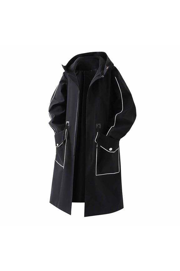 Jackets for Men,Men's Mid Length Trench Coat with Hood Casual Outerwear,Mens Winter Coats,Size:L
