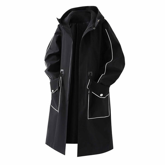 Daznico Jackets for Men,Men's Mid Length Trench Coat with Hood Casual Outerwear,Mens Winter Coats,Size:L
