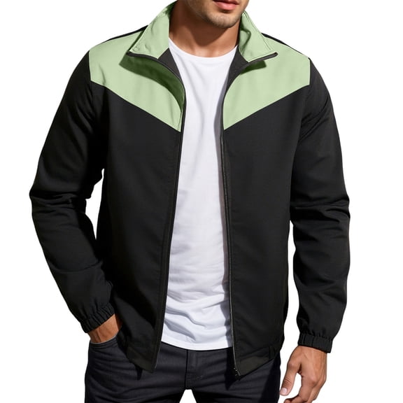 Daznico Jackets for Men,Two Tone Casual Long Sleeve Jacket with Contrast Panel Design for Everyday Wear,Mens Winter Coats,Size:L