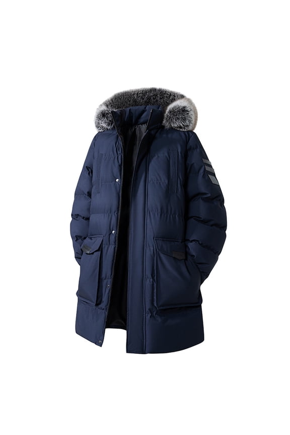 Jackets for Men,Winter Detachable Hooded Coat with Thick Trim Windproof Warm Padded Jacket for Cold Weather,Mens Winter Coats,Size:3XL