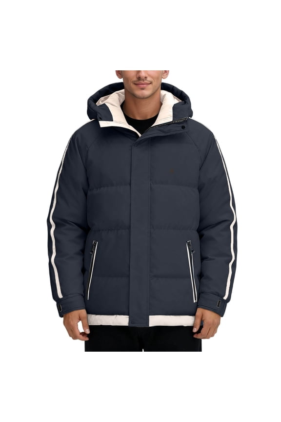 Jackets for Men,Winter Down Jacket Thickened Warm Casual Hooded Coat Striped Outerwear,Mens Winter Coats,Size:5XL