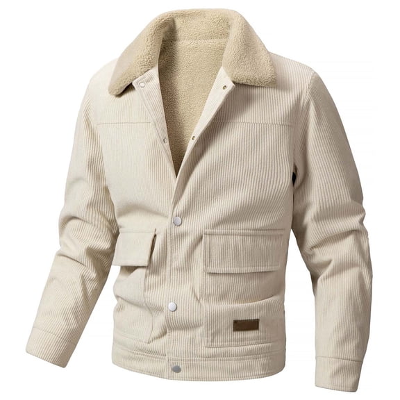 Daznico Jackets for Men,Winter Jacket for Men Corduroy Versatile Youth Casual Lined Thickened Men's Top,Mens Winter Coats,Size:XL