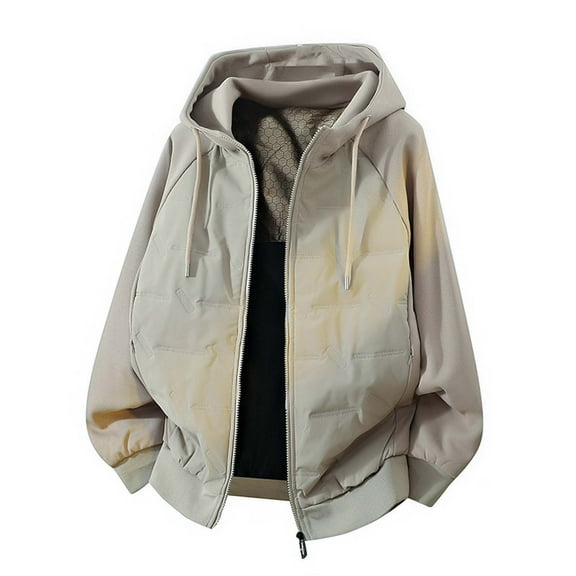 Daznico Jackets for Men,Winter Thickened Casual Hooded Jacket with Patchwork Design,Mens Winter Coats,Size:M