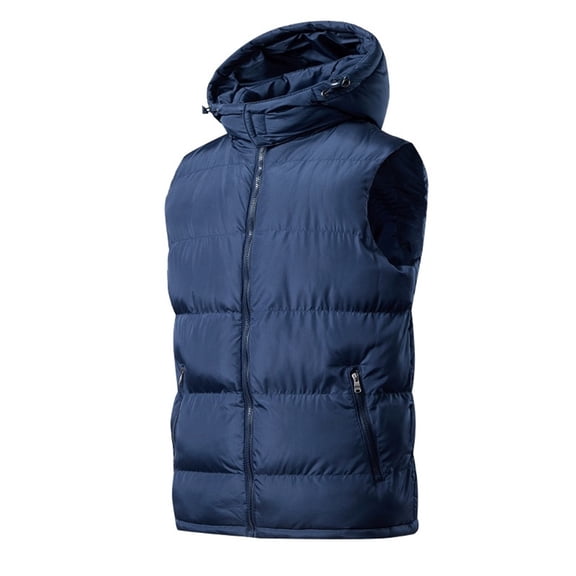 Daznico Jackets for Men,Winter Warm Quilted Hooded Vest Padded Insulated Outerwear Jacket for Cold Weather,Mens Winter Coats,Size:XS
