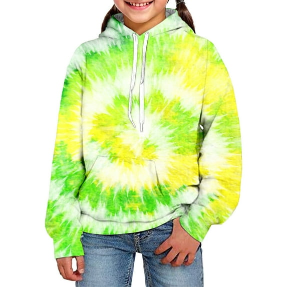 Daznico Kids 3d Visual Digital Printed Hoodie Tie Dye Printed Pullover Sweatshirt with Pocket,Size 11-12 Years