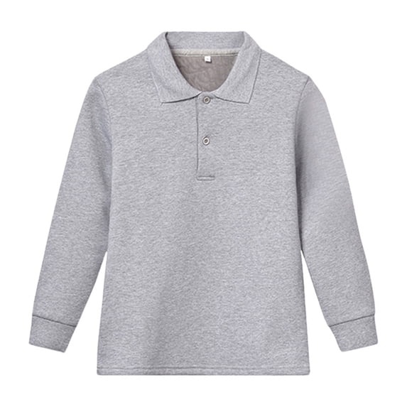 Daznico Kids Boys Girls Long Sleeve Polo Shirts Thicken Solid Color Shirt Button Closure Comfortable & Soft Fabric,10-11 Years