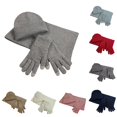 thumbnail image 1 of Daznico Knit Beanie Hat Scarf Touchscreen Gloves 3-Piece Set Soft Yarn Unisex Cozy Winter Accessories for Cold Weather Daily Outdoor Wear, 1 of 4