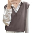 thumbnail image 1 of Daznico Knit Sweater Vest Winter Sleeveless Oversized Cardigan for Layering with Shirts and Blouses,Womens Vest,XXL, 1 of 3