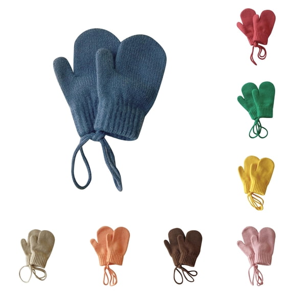 Daznico Knitted Mittens, Winter Warm Hanging String Baby Gloves, Soft Cozy Outdoor Cold Weather Children Daily Windproof Hand Warmers