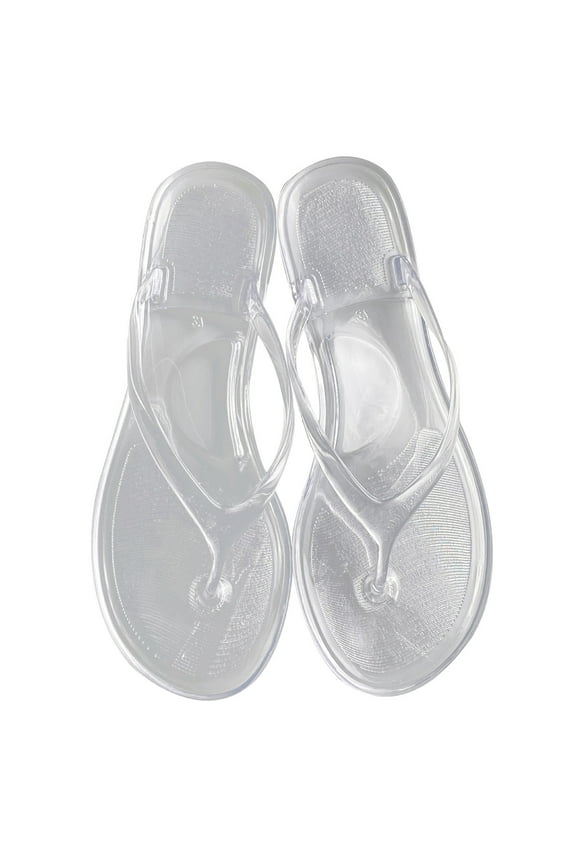 Ladies' Transparent Jelly Flip Flops - Summer Clip Toe Beach Sandals & Slippers,for Size 9
