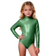 thumbnail image 1 of Daznico Long Sleeve Girls Romper Jumpsuit High Neck Back Zip Leotard Solid Color Performance Dance Gymnastics Unitard Stage Show Outfit for Kids Toddler,Mardi Gras Clothing,7-8 Years, 1 of 4