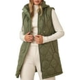 thumbnail image 1 of Daznico Long Sleeveless Quilted Down Vest for Lightweight Warm Winter Hooded Gilet Outerwear Coat with Pockets,Womens Vest,XXL, 1 of 6