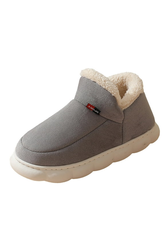 Men's Thick Sole Slippers Non- Indoor Outdoor House Shoes Closed-Toe Plush Lined Warm Comfortable for Home,Color:Grey,Size:8