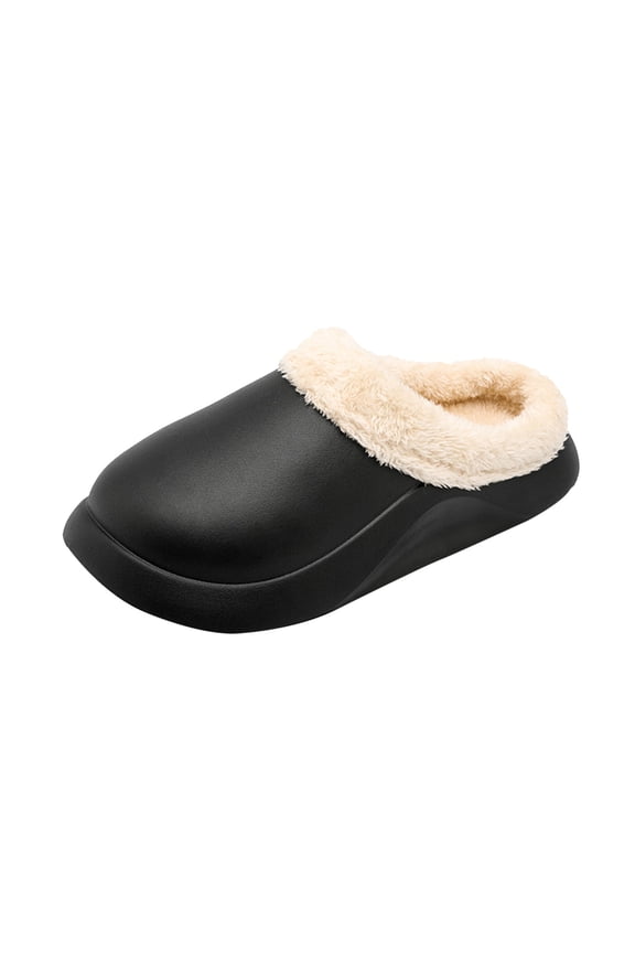 Men's Waterproof Clogs Non- Indoor Outdoor House Shoes Plush Lined Warm Comfortable for Winter Garden,Color:Black,Sizeï¼8.50